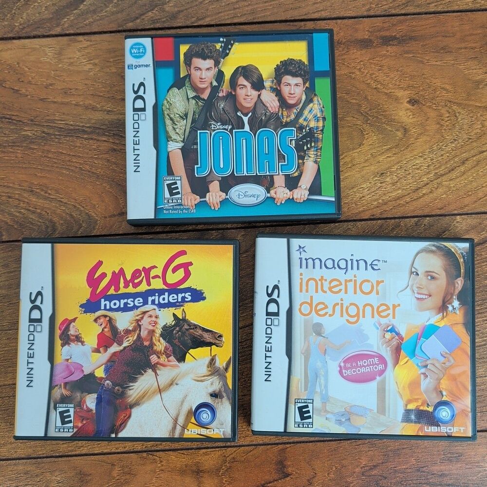 Nintendo DS Game Lot Of 3 - Interior Designer - Jonas - Horse Riders - w/Manuals
